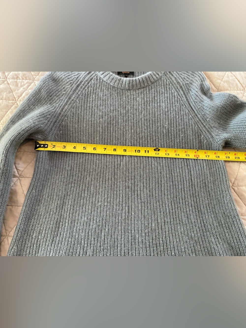 Quince Mongolian cashmere fisherman crewneck sweater dusty blue large - Picture 5 of 9